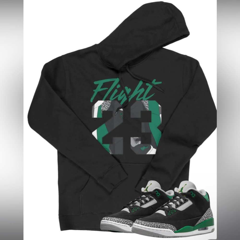 NWT Grail Air Jordan 3 Pine Green 1 Flight hoodie